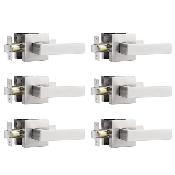 Probrico 6 Pack Passage Door Levers for Hall and Closet,Satin