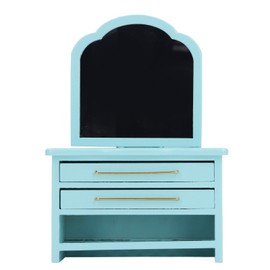 Miniature Dressing Table 1:12 Blue Color Birch Wood Dollhouse Miniature Bedroom Furniture