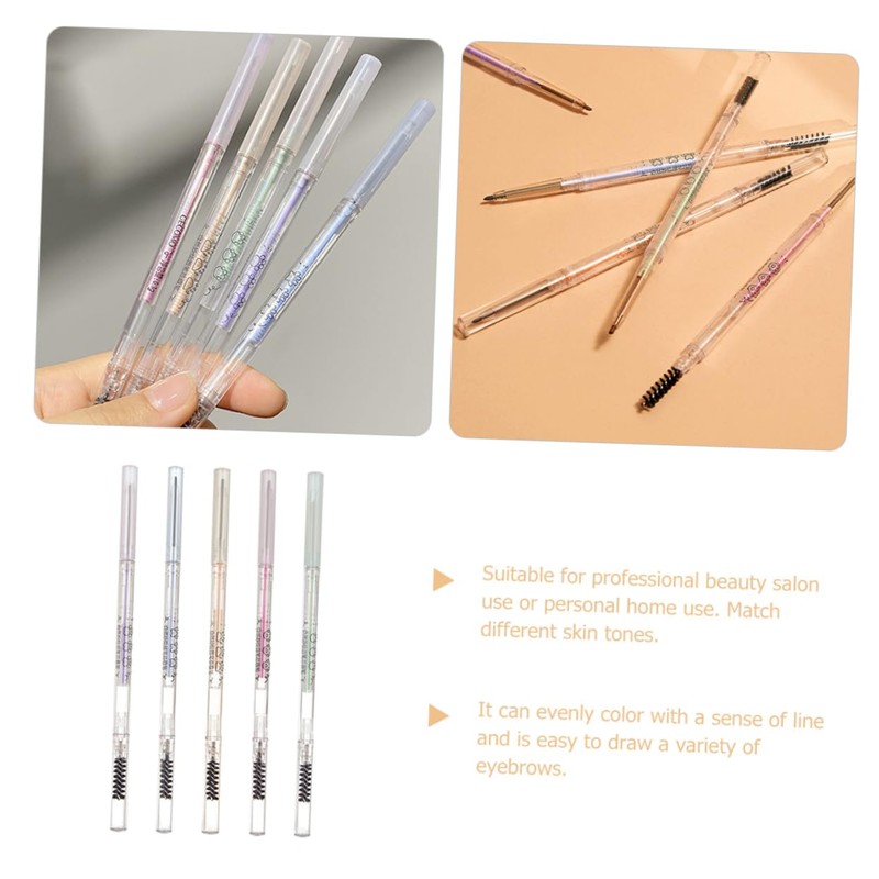 Minkissy 5pcs Eyebrow Makeup Pencils Double-ended Brow Pens Thin Medium