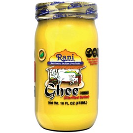Rani Ghee Pure & Natural from Grass Fed Cows (Clarified Butter) 16oz (1lb) 454g ~ Glass Jar | Paleo & Keto Friendly | Gluten Free | Kosher | Product of USA