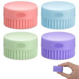 Guduling 4 Pcs Small Silicone Travel Containers,Silicone Travel Jars,Silicones Cream Jar with Lids,Leakproof Travelling Accessories for Cosmetic Body Skin Cream,4 Colors