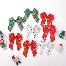 Christmas Hair Bow Clips for Kids Girls Christmas Hair Pin Bowknot Christmas Hair Clips Bow BHC07 (Set-C)