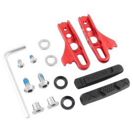 2 PCS Bicycle Carbon Fiber Rim Brake Block, Replaceable Drawer Type C Clip Brake Rubber, Matte Aluminum Alloy Brake Boots (Red-Al, RAL)