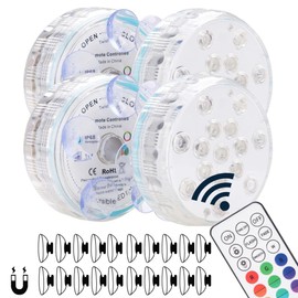 15 LED Submersible Led Pool Lights 16 Colors Underwater Pond Lights with Suction Cups IP68 Waterproof Bathtub Light for Fountain Aquariums