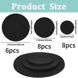 GORGECRAFT 22PCS Black China Storage Protector Pads Washable Soft Felt Plate Dividers Round Reusable Pans Pot Dish Separators with 3 Different Sizes for Organizing Stacking Protecting Cookware