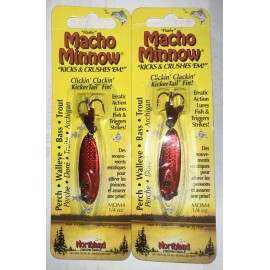 Northland 2 Packs Northland Macho Minnow 1/4OZ Kicker Tail Super Glow Redfish