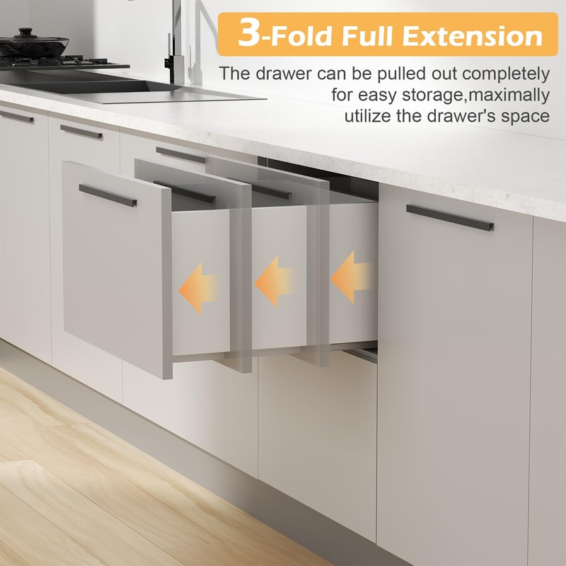 TMGSK Pair Undermount Drawer Slides Bottom Mount Pull Out Shelf