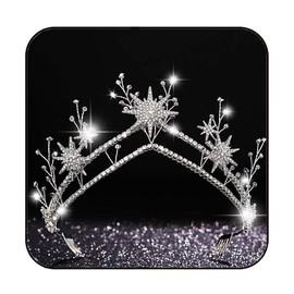 Reaky Star Wedding Tiaras and Crowns Silver Rhinestone Bridal Headbands Crystal Bridal Hair Accessories for Women