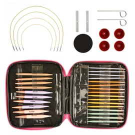 13 Pairs Knitting Needle Set, Aluminium Interchangeable Circular Knitting Needles Set with Ergonomic Handles 2.75-10 mm, Removable Circular Interchangeable Knitting Needles for Handmade DIY Knitting