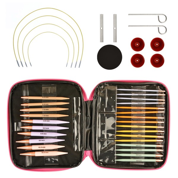 13 Pairs Knitting Needle Set, Aluminium Interchangeable Circular Knitting Needles