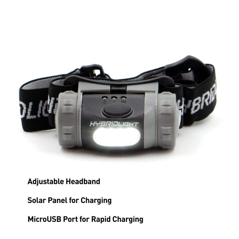 HYBRIDLIGHT Solar/Rechargeable 75 Lumen LED Head Lamp with Detachable Compact