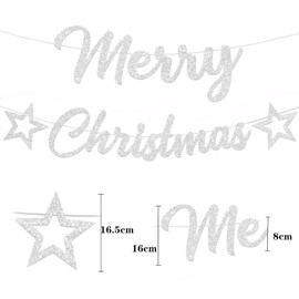 Merry Christmas Bunting Banner Silver with Christmas Snowflake Hanging Swirls Decoration, 12pcs Glittery Silver Ceiling Swirls Dangling Decor for Christmas Xmas Winter Themed Party