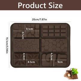 Dohia Break Apart Chocolate Silicone Mold Candy Bar Silicone Molds Food Grade Non-Stick Silicone Protein and Energy Bar Molds ST4-HFBMJ