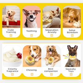 YINCORD Cute Donut Dog Toy for Aggressive Chewers Indestructible Squeaky Dog Toys with Creamy Fragrance for Medium, Large Breeds Heavy Duty Durable Dog Chew Toys (Yellow)