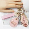 Rayslesan Key Fob Cover with Leather Holder Compatible with Airtag/RFID,Compatible