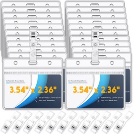 Zonon 150 Sets Name Badge Holders with Clip Clear on Name Tag Waterproof PVC ID Transparent Badge Holder with Resealable Zipper Seal Metal for Teacher Student Worker(Crystal Clip)