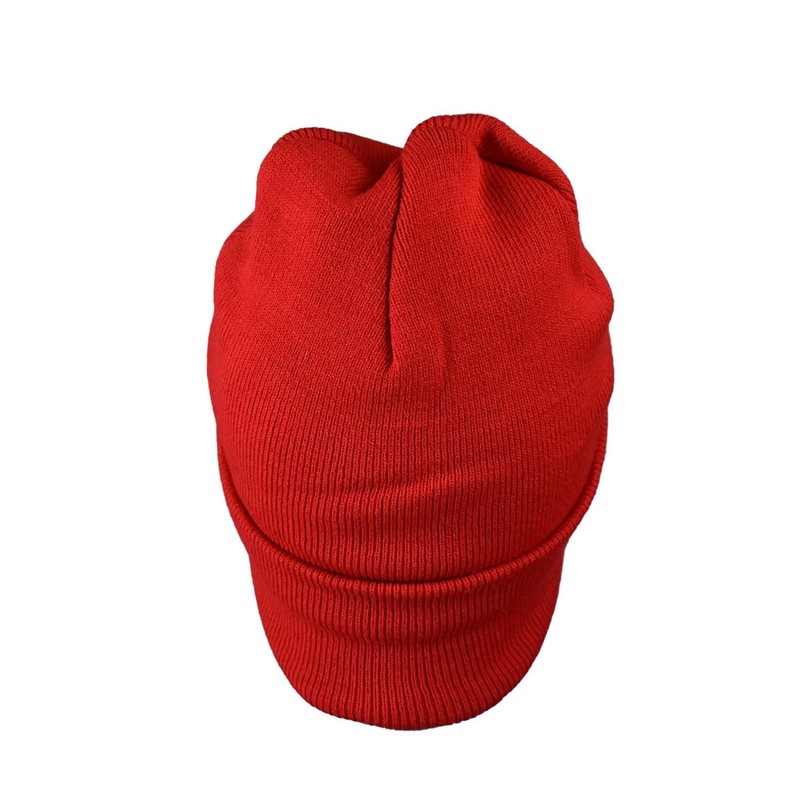 NYFASHION101 Unisex Plain Blank Long Knitted Cuff Beanie Cap, Red