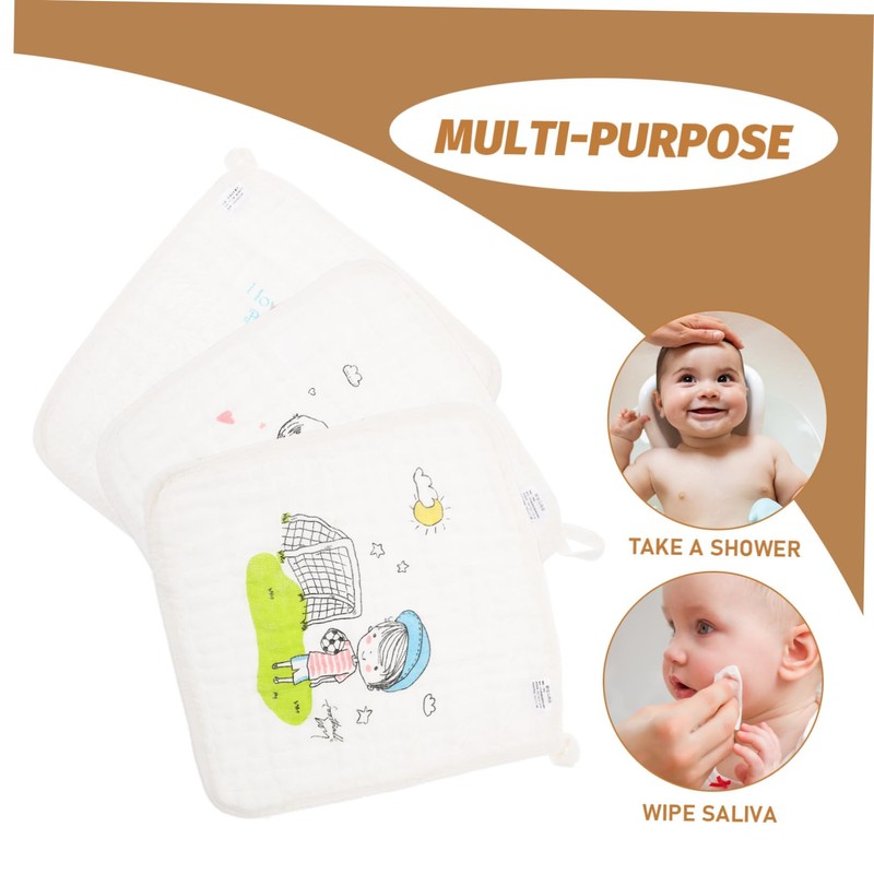 SHOWERORO 3pcs Cotton Face Towels Washcloths for Saliva and Wipe