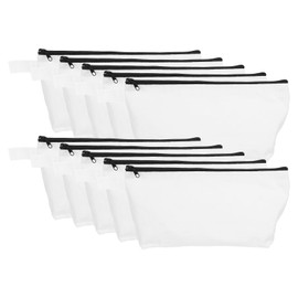 sourcing map Canvas Makeup Bags, 10 Pcs Travel Cosmetic Bags Bulk, Multipurpose Plain Toiletry Zipper Pouches Blank DIY Craft Bags Pencil Bag for Women Teens, White