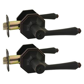 Designers Impressions Windsor Design Oil Rubbed Bronze Keyed Entry Door Lever (Front & Back Doors), 2 Pack - Keyed Alike