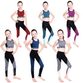 Barielle 10016 Children's Sports Outfit Training Outfit Two Piece Outfit Leggings Crop Top Sporty Tracksuit Multicoloured 110-164, grey/black