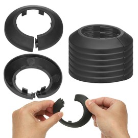 PATIKIL 44mm Plumbing Cover Plates, 9 PCS Wall Split Flange Pipe Cover Decoration Escutcheon Plate Collar Flange Water Pipe Cover Decoration PP Plastic for Wall Pipe Tube Hole, Black