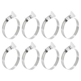 sourcing map 8Pcs Stainless Steel Hose Clamps Worm Gear Hose Clamp, 52-76mm (2" to 3") Adjustable Thumb Screw Key Type Clamps Fuel Line Clamps 12mm Bandwidth for Plumbing, Automotive