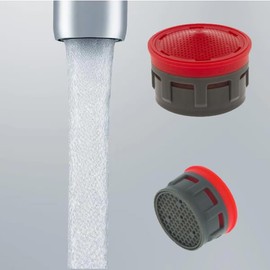 Neoperl Full Flow Aerator Standard & Junior Faucet Size Aerated Stream 1.8 gpm / 2.2 gpm Male, Female, Dual Thread 11 6200 5 (Regular Insert, Red 2.2 GPM)