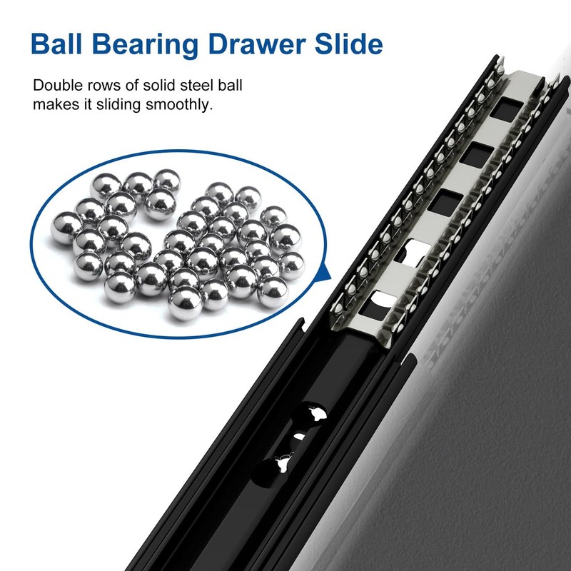 VADANIA 12" Black Heavy Duty Drawer Slide with Lock #D53,