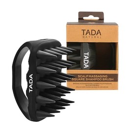 TADA BEAUTY - Long Bristle Large Square Silicon Shampoo Brush Head Scalp Massager Scrubber for Men and Women for Hair Growth Dandruff (Charcoal)