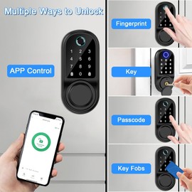 Smart Fingerprint Door Lock, Keyless Entry Door Lock with App Control, Digital Electronic Touchscreen Keypad Deadbolt, Biometric Smart Locks for Front Door