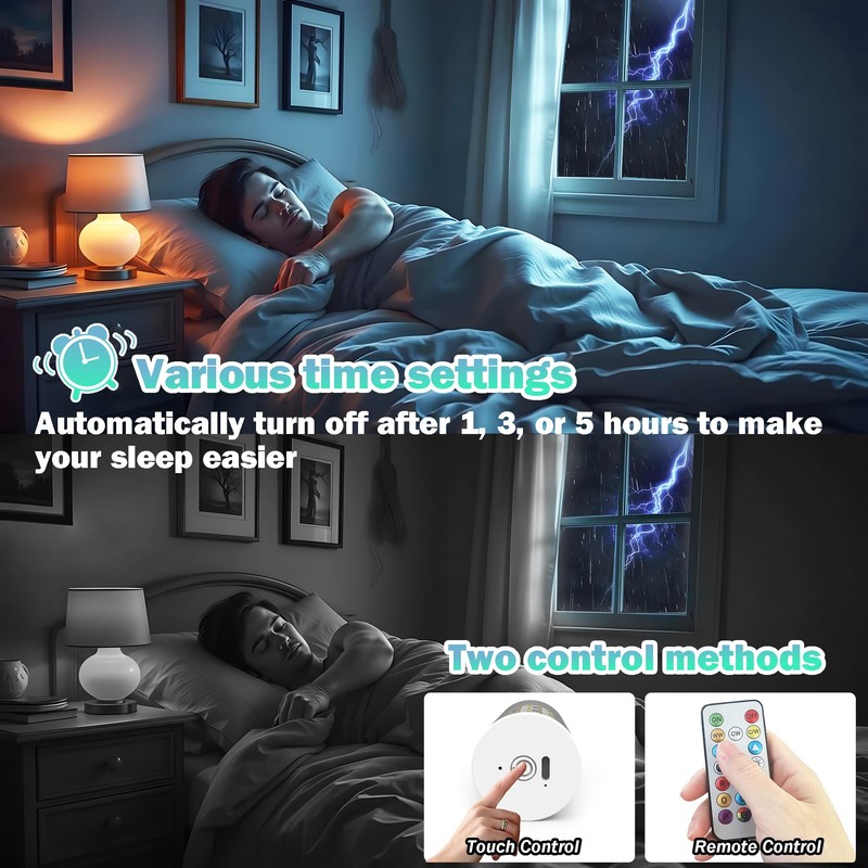 2 Packs Rechargeable Emergency Light Bulbs with Remote and Timer,