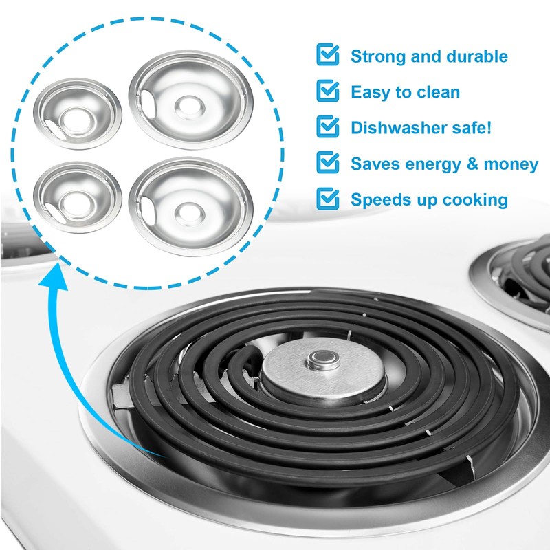 Premium Drip Pan Electric Stove Burner Covers for Whirlpool, Maytag,