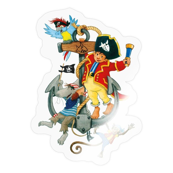 Spreadshirt Captain Sharky Ship Captain Sticker 10 x 10 cm