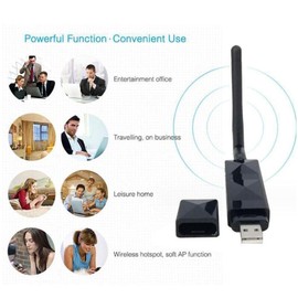 Denash - Adaptador USB WiFi WiFi, adaptador de red inalámbrico de PC de 150 Mbps con chipset AR9271, tarjeta de red inalámbrica con antena desmontable de 2dBi para TV PC