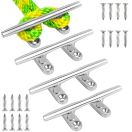 VEITHI Boat Cleat, Dock Cleats 4 inch, 316 Stainless Steel Rope Cleat Open Base 4 Pack, Boat Cleats for Boats, Boat Dock Cleats Mooring Cleat for Boat/Yacht/Deck