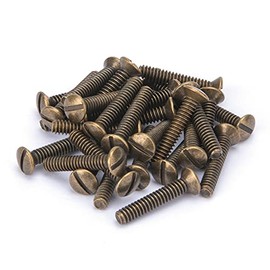 Henne Bery 3/4" Long 6-32 Thread, Oval Head Milled Slot Replacement Wall Plate Screws, 30 Pack, Antique Brass