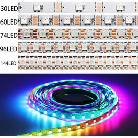 TOPXCDZ 5M DC5V WS2812 WS2812B LED Strip Black PCB 30LEDs/m - 150 Pixel 5050 SMD RGB Individually Addressable Pixel LED Light for Home Decoration IP65 (Strip Only)