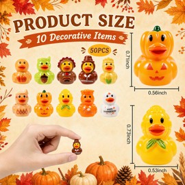 50 Pcs Thanksgiving Mini Ducks, 10 Styles Fall Ducks