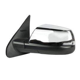 Driver Side Mirror for Toyota Tundra, textured black w/chrome cover, w/blind spot detection, foldaway, Driver Side, Heated Power