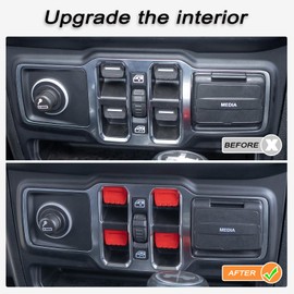 Window Switch Button Covers Compatible with Jeep Wrangler JL/JLU 2018-2025, Jeep Wrangler 4XE 2020-2025 and Jeep Gladiator JT 2020-2024 2025 Center Console Window Button Cover Accessories(4PCS)