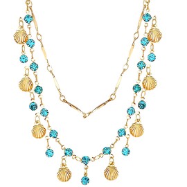 PYEUIFT 1 x Layering Chain Gold Women's Layering Necklace Women's Gold Chain & Long Chains with Pendant Double Multi-Row Delicate Gold Chain Women's Round Plate Jewellery