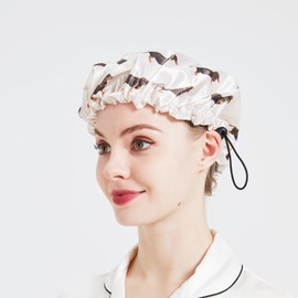 LONGDON HOMEONE Shower Caps for Women,6 PCS Adjustable Drawstring Elastic and Reusable Bath Caps,Double Waterproof Layers Hair Cap,Non-Sensitive Bathing Hat For Men. (wiener dog)