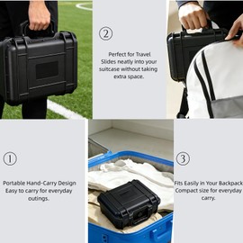 Portable Shockproof Hard Carrying Case (for XbotGo Chameleon Camera) Dustproof, Secure Lock & Ventilation System, Durable PP + EVA Inner, Storage & Travel, Black, Portable