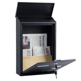 Wall Mounted Letterbox, Mailbox, Copper Lock, Viewing Windows, Nameplate, 11.5 x 25.5 x 39.5 cm