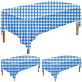 Pack of 3 Oktoberfest Tablecloths, Oktoberfest Bavarian Flag, Checked Tablecloth, Blue Diamonds, Bavarian Tablecloth for German Oktoberfest Party Decorations