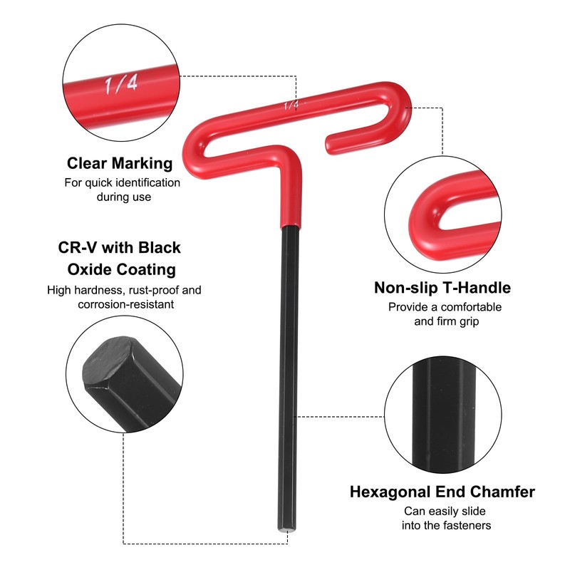 HARFINGTON T Handle Hex Key Wrench 7/32" SAE Long T-Key