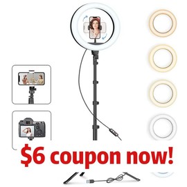 TYKOON 10‚Äù Ring Light with 63‚Äù Stand & 2 Phone Holders, 360¬∞ Adjustable for YouTube, TikTok, Makeup, Photography, Compatible with All Cameras/Phones:_Ring Light with 1 Year Warranty