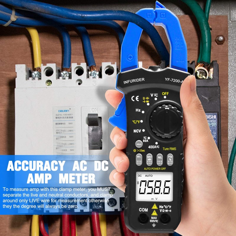 Bluetooth Clamp Meter, INFURIDER YF-7200APP Current Clamp Multimeter Clamp Meter