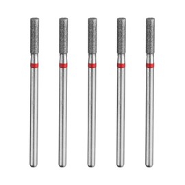 sourcing map 5pcs 200-230 Grits Diamond Grinding Bit 2.5mm Cylinder Head 2.35mm Shank 10mm Length Stone Sanding Drill Bits Rotary Tool for Ceramic Glass Nails Grinding Polishing